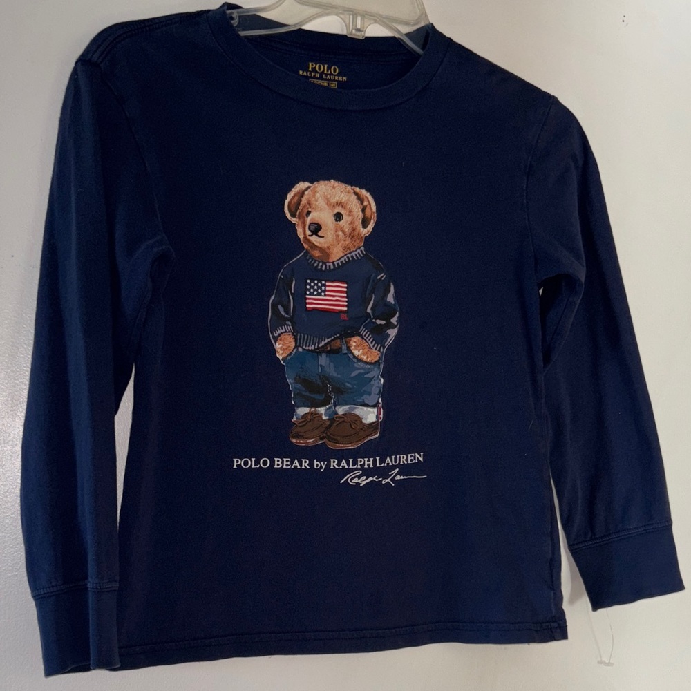 Polo by Ralph Lauren Kids Navy Bear Long Sleeve Tee